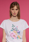 Monnari Trička Bílé tričko květinovým potiskem Multicolor