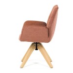 Židle jídelní s područkami, oranžová voděodpudivá látka, dubové nohy, otočná 360°