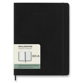 18měsíční diář Moleskine 2025-26 - měkké desky, XL, týdenní - černý