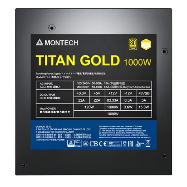 Montech Titan Gold 1000W / ATX / 1000W / 80 PLUS Gold / PCIe 5.0 / modulární (TIS0125)