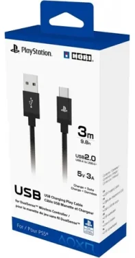 HORI HRP51002 Nabíjecí USB kabel pro ovladač PS5 DualSense 3m černá / 1x USB-A (M) / 1x USB-C (M) (HRP51002)