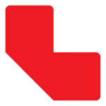 Djois podlahové samolepicí značení - tvar L, 10 x 5 cm, červené, 10 ks