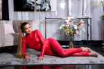 Sexy KouCla Leatherlook longsleev Catsuit w.šněrování Einheitsgroesse