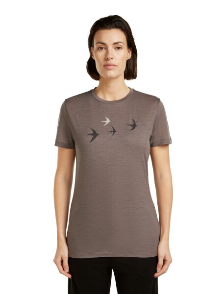 Dámské merino triko s krátkým rukávem ICEBREAKER Wmns 150 Tech Lite SS Tee Bird Transit, Porcini velikost: XL