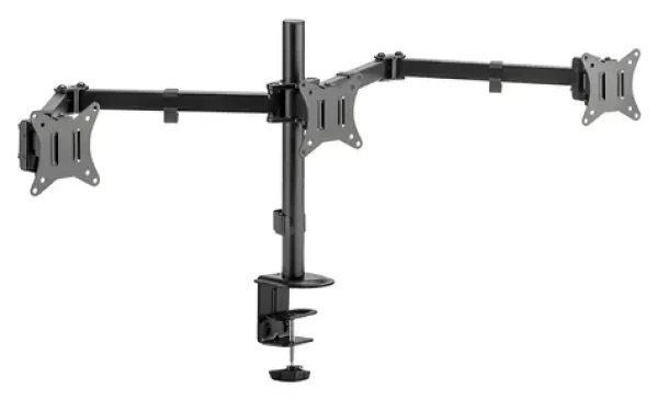 Stolní držák pro 3 monitory černá / Držák pro monitor / 17-27" / nosnost 7 kg / VESA 75x75-100x100 / rotace 180° (BP0173)