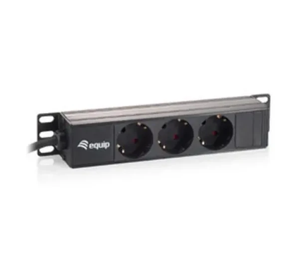 Equip 10" černá zásuvková lišta / PDU / 1U / SCHUKO - 3x CEE 7/5 / 16 A / 3500 W (333302)