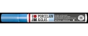 Marabu Popisovač na sklo/porcelán 1-2 mm - metalický modrý