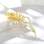Exkluzivní brož Swarovski Elements Emidia - design pšenice, Zlatá
