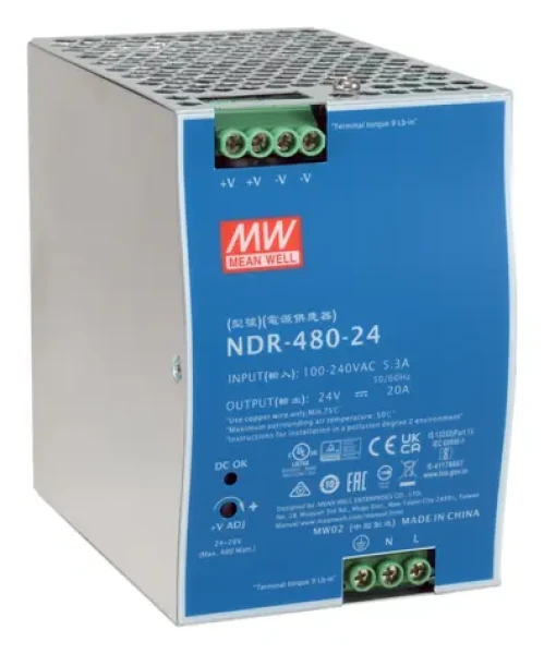LevelOne Průmyslový napájecí zdroj 24V/480W stříbrný / Napájecí zdroj / DIN lišta / -20 až 70 °C (POW-2462)