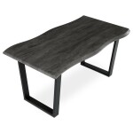 Stůl jídelní, 160x90x75 cm, MDF deska, dekor šedý dub, kovová nohy ve tvaru U, černý matný lak