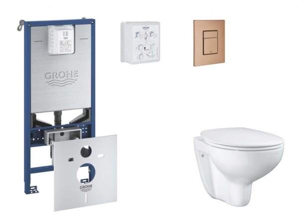 GROHE - Rapid SLX Set předstěnové instalace, klozetu, sedátka SoftClose a tlačítka Skate Cosmopolitan, kartáčovaný Warm Sunset SANI11BB4103