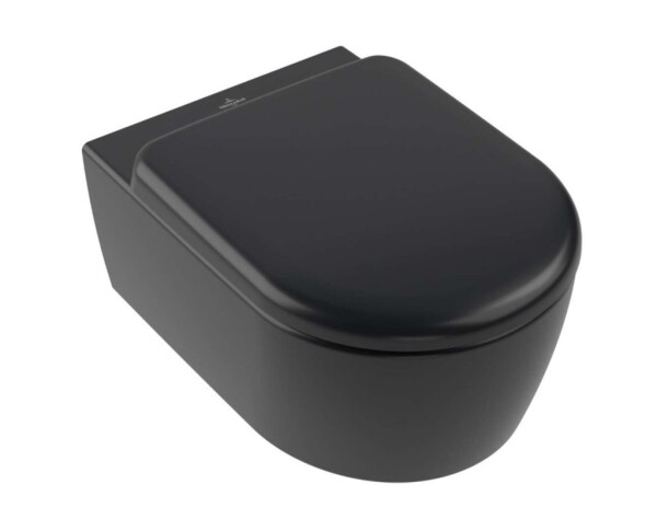 VILLEROY & BOCH - Skyla Závěsné WC se sedátkem SoftClosing, TwistFlush, DirectFlush, CeramicPlus, Pure Black 5656CLR7