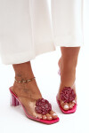 Transparentní sandály na sloupku s ozdobou fuchsie SBarski MR1037-20 39