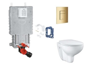 GROHE - Uniset Set předstěnové instalace, klozetu, sedátka SoftClose, tlačítka Skate Cosmopolitan a sady pro vhazování tablet, Cool Sunrise SANI15BB4122