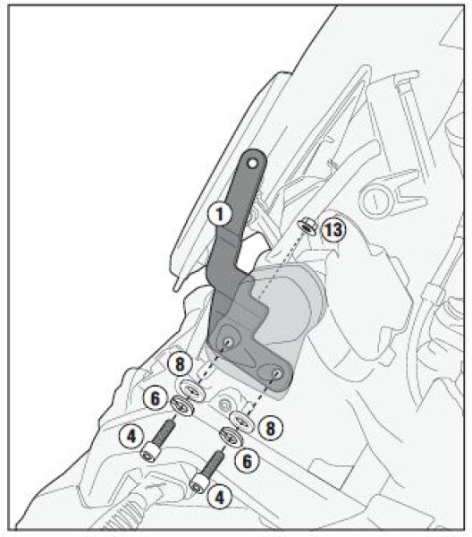 D5131Kit samostatná montážní sada pro čiré plexi 5124DT/5124D pro Bmw R 1250 Gsa (19-23)