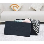 Taburet s úložným prostorem, černá manšestrová látka