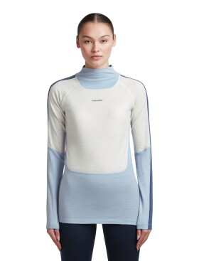 Dámské merino triko dlouhý rukáv ICEBREAKER Wmns Merino 200 Oasis+ LS High Neck, Zincblu/Ecru Heather/Dawn/Cb velikost: S