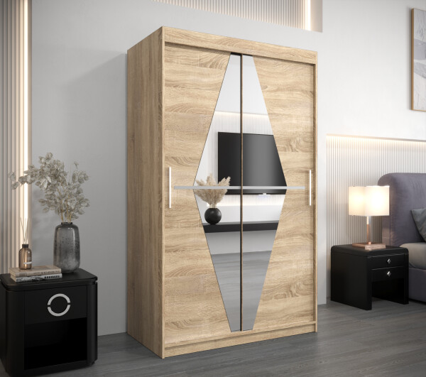 Šatní skříň Abi Bo Barva korpusu: Dub Sonoma, Rozměry: 120 cm, Dveře: Dub sonoma