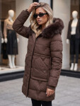 Dámská zimní prošívaná bunda s kapucí, hnědá, FashionStreet TY5825 M