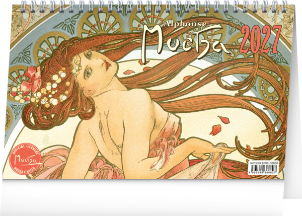NOTIQUE Stolní kalendář Alfons Mucha 2027, 23,1 x 14,5 cm