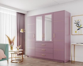 Šatní skříň Bali D4 Švestka Barva korpusu: Švestka (pastel)