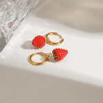 ELENYS Sweet Strawberry – pozlacené náušnice 18K žluté zlato