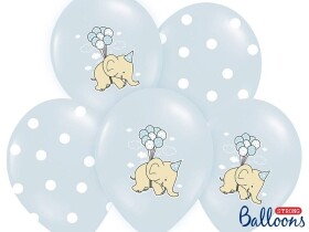 PartyDeco balónky pastelově modré se slony (6 ks)
