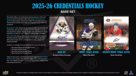Hokejové karty NHL 2025-26 Upper Deck Credentials Hobby Balíček