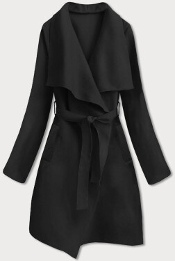 Černý dámský minimalistický kabát (747ART) Barva: odcienie czerni, Velikost: ONE SIZE