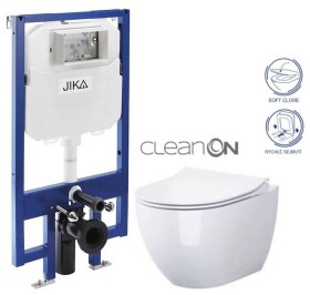 JIKA předstěnový instalační 8 cm systém bez tlačítka + WC CERSANIT ZEN CLEANON + SEDÁTKO H894652 X HA1