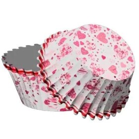 Košíčky papírové Srdíčka růžové, 50 ks, v.30xpr.50 mm