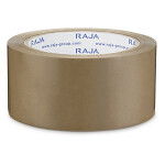 72 x PVC lepicí páska s firemním potiskem RAJA - standardní - 3 barevný potisk - hnědá- 50mm x 66m