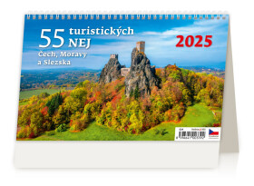 Stolní kalendář 2025 55 turistických NEJ Čech, Moravy Slezska