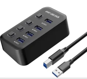 PremiumCord USB 3.2 Superspeed HUB 4-portový / Hub / USB 3.2 Gen 1 / 5 Gbps / vypínače portů (KU3HUB4G)