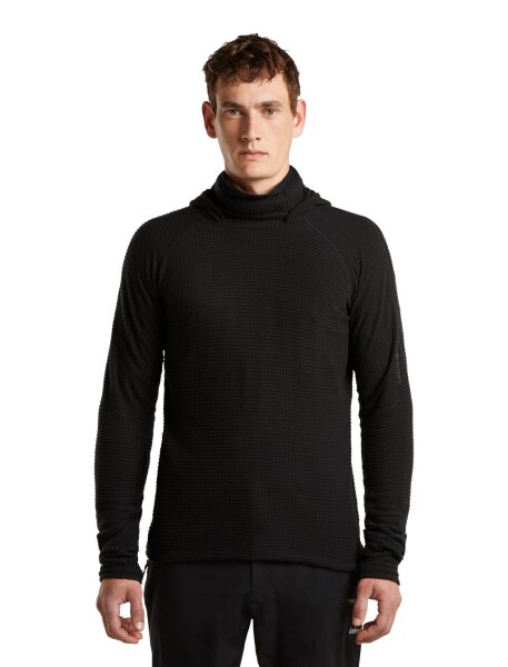 Pánská merino mikina ICEBREAKER Mens Merino 400 RealFleece Grid Pulover Hoodie, Black velikost: S