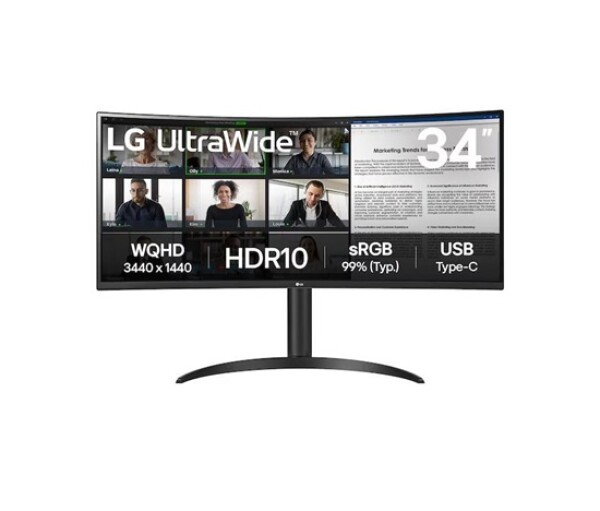 LG MT VA LED 34" 34WR55QK - VA panel, 3440x1440, 2xHDMI, DP, USB-C, USB 3.0, zakriven, nast vyska EDF_1391342