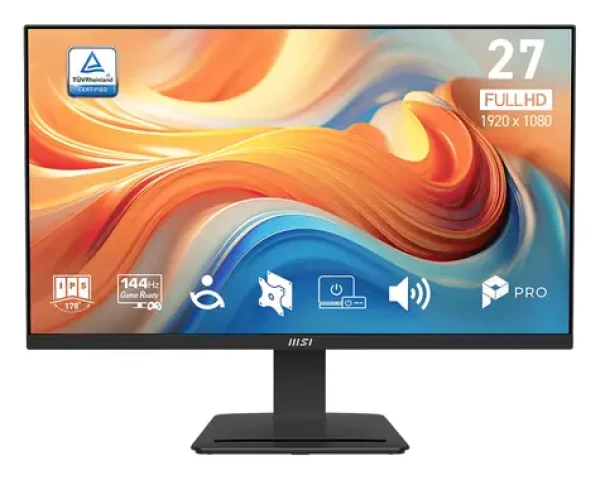 27" MSI PRO MP273DE E14A černá / Monitor / IPS / FHD / 144 Hz / 1ms / HDMI + DP + VGA / VESA (PROMP273DEE14A)