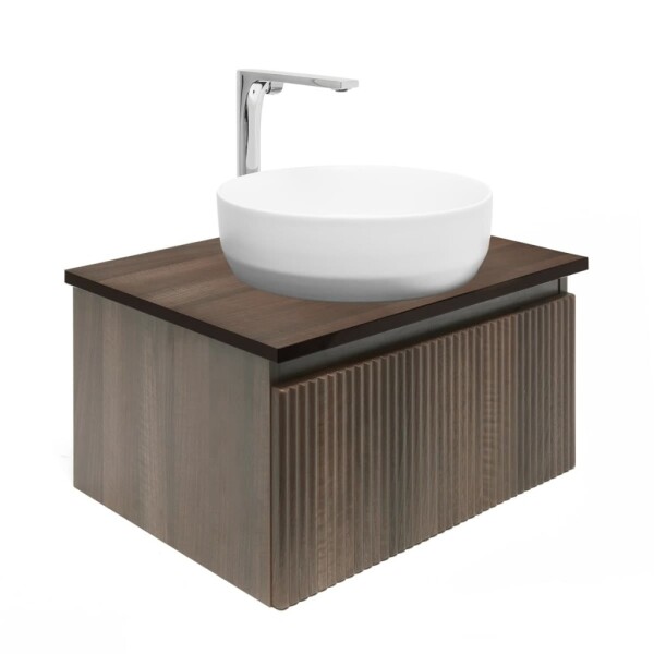 Koupelnová skříňka s umyvadlem a baterií SAT Evolution 58x30x44,8 cm ořech mat SATEVO100NADBUB SATEVO60NADBUB