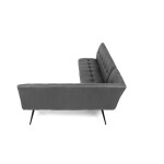 Lavice rohová, šedá látka v dekoru broušené kůže, černý kov