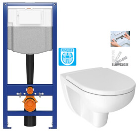 AKCE/SET - CERSANIT předstěnový instalační systém bez tlačítka + WC JIKA LYRA PLUS RIMLESS + SEDÁTKO DURAPLAST SLOWCLOSE K97-526 X LY2