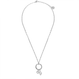 Ocelový náhrdelník s perlou Lyra, chirurgická ocel, Stříbrná 45 cm