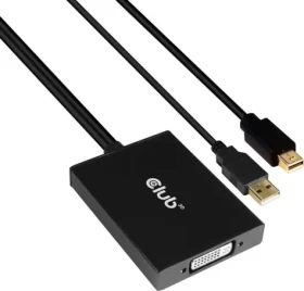 CLUB3D CAC-1130 aktivní adaptér mini DIsplayPort 1.2 na Dual Link DVI-D černá / 4K 30Hz / 60cm (CAC-1130)
