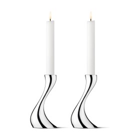 Georg Jensen Svícen Cobra Mirror 16 cm – set 2 ks, stříbrná barva, kov