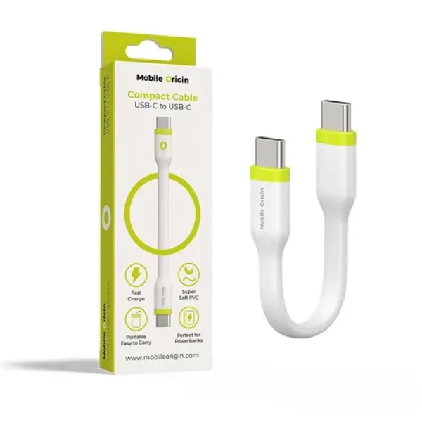 Mobile Origin Compact Cable USB-C to USB-C bílá / 10 cm (COMC-USBC-WHT)