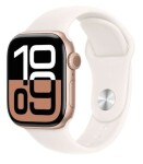 Apple Watch Series 10 GPS 42mm Růžově zlaté hliníkové tělo - Světle ruměný sportovní řemínek (M/L) / 150–200 mm (MWWJ3)