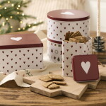 Ib Laursen Plechová dóza Hearts Tall Square, červená barva, kov