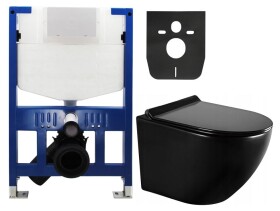 MEXEN/S - WC předstěnová instalační sada Fenix XF-F s mísou WC Lena + sedátko softclose, černá lesk 68030224070