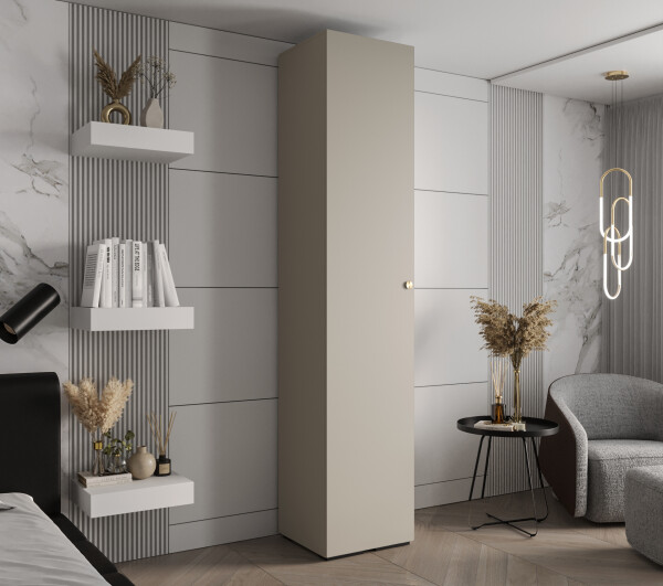 Šatní skříň Abi Inova 2 Rozměry: 50 cm, Pásky / úchyty: Zlatý, Barva korpusu + barva dveří: Kašmír