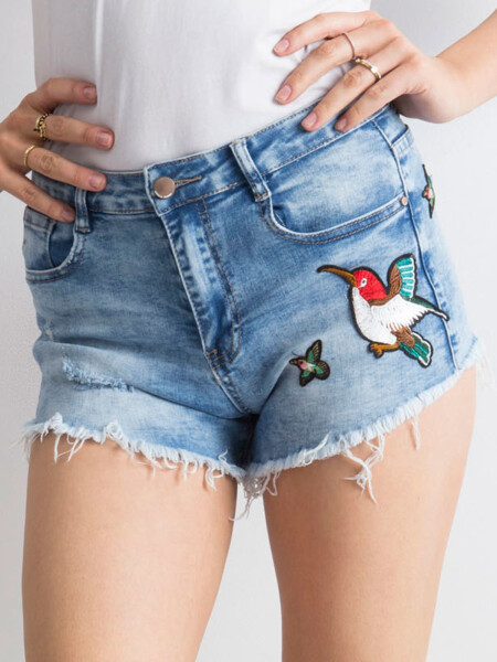 Dámské riflové kraťasy s nášivkami 4D551 - FPrice jeans S