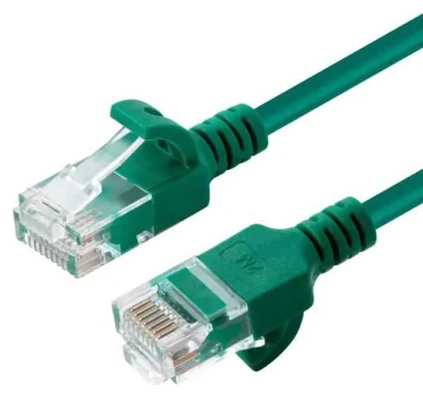 MicroConnect U/UTP CAT6A SLIM zelená / Patch kabel / 0,15 m / RJ-45 (V-UTP6A0015G-SLIM)
